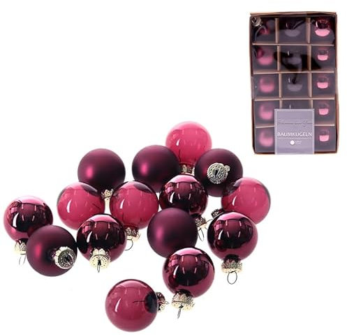 Annastore Mini Baumkugeln aus Glas - Baumschmuck Glas - Kleine Christbaumkugeln - 15 Stück (Burgund - Ø 3 cm)