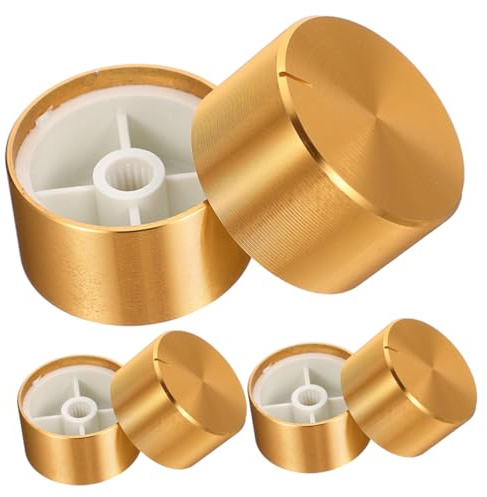 Goldene Aluminium Gitarrenknöpfe 6 Stück als Potentiometerkappen | Ersatz für Drehregler, Kleine Bauform, Leicht Montierbar, Schmutzresistent und Brucharm