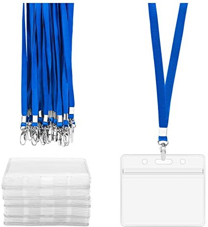 Lanyard visitkortsväskaKorthållare med snodd,Id-fodral,Bärbar 20 st ID-emblemskydd Lanyards ID-fodral Vattentät ärmpåse Plastskydd Klart namn Kreditkortshållare Slitstark