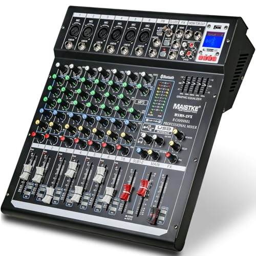 8 Kanal Mischpult Dj Mixer Stereo mit FX Reverb Verzögerungseffekt