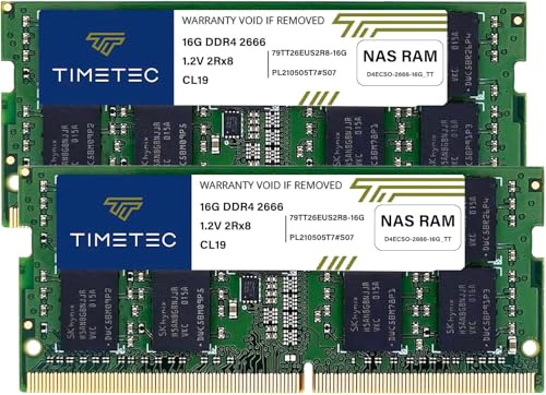 Timetec DDR4-2666 32GB KIT(2x16GB) Replacement for Synology D4ECSO-2666-16G DDR4 ECC Unbuffered SODIMM 2666MHz PC4-21300 260 Pin 1.2V CL19 Dual Rank 2Rx8 Memory RAM Upgrade (D4ECSO-2666-16G_TT)