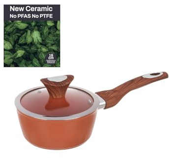 Stielkasserolle Eingriff 16 cm mit Deckel Lachs Neu Keramik, Rose