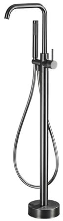 DRFGNF Freistehende Badewannenarmaturen mit Handbrause, Messing, 360° schwenkbares Duschset, freistehende Badewannen-Duschmischbatterie, grau