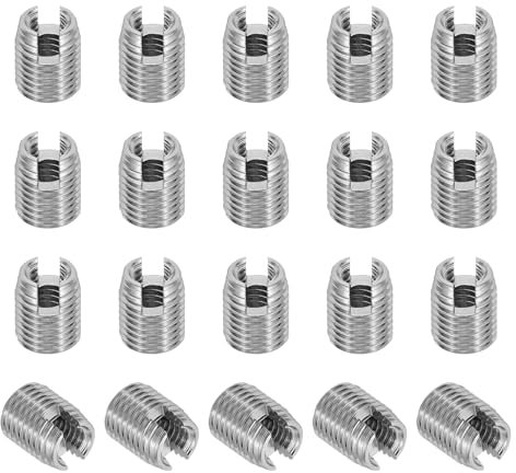 PATIKIL Self-Tapping Threaded Inserts, 20 Pcs M4 x M6.5 x 8mm 303 Stainless Steel Thread Adapter Reducer Slotted Screw Repair Inserts Nuts Sleeve