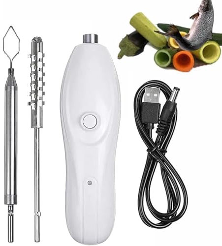 XGHDPBM Portable Electric Cordless Zucchini Corer, Cordless Fruit Vegetable Corer, Stainless Steel Fruit Digging Corer with 2 Cutter Heads, Rechargeable Fish Scraping Scale Scraper for Home, Kitchen