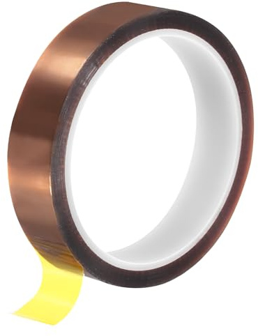 QUARKZMAN 1 Stück Hitzebeständiges Klebeband 20mm x 33m Capton Tape Polyimid Isolierband für 3D Drucker Elektronik Sublimation Elektronik Leiterplatten Löten Pulverbeschichtung,