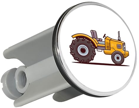 Huuraa Waschbeckenstöpsel Traktor Trecker Geschenk | Universal Stopfen 4cm höhenverstellbar Abflussstopfen Geschenkidee Stöpsel mit Motiv für das Waschbecken