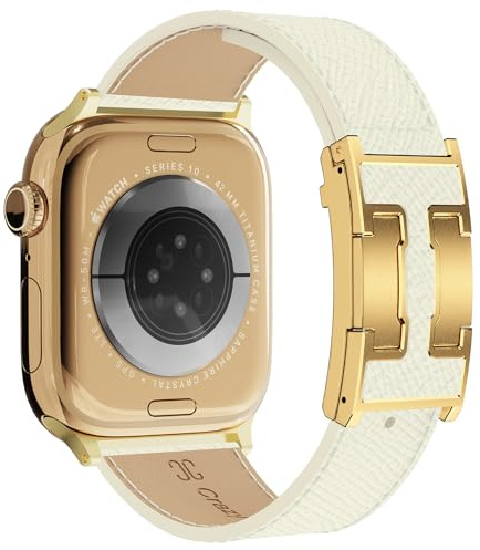 Designer Leather Straps Compatible with Apple Watch 49mm46mm45mm44mm42mm41mm 40mm38mm for Women,Leather Replacement Strap with Magnetic Buckle for iWatch Ultra 2/1/SE/Series 10/9/8/7/6/5/4/3/2/1