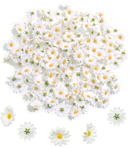 TUONYIS 200 Pezzi Fiori Finti per Decorazioni Fiori Decorativi Artificiali di 4 cm di Diametro, Margherite Finte per Decorazioni, Crisantemi Artificiali, Mini Margherite per decorazione DIY (Bianco)