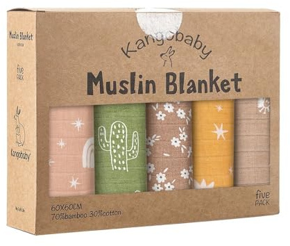 Hemasa 5 st pack multifunktionell bambu bomull nyfödd muslin haklapp antibakteriell baby rap tyg set (färg: 3)