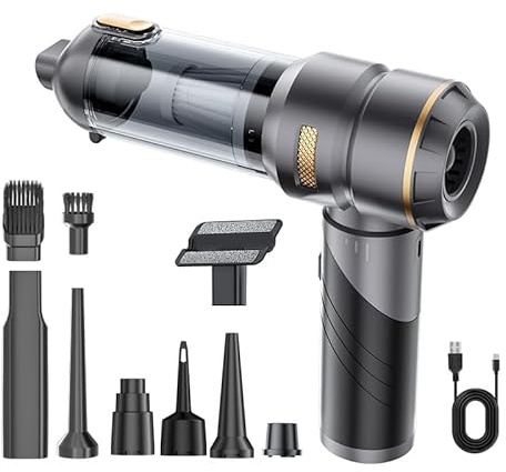 Aspirabriciole Senza Fili Potente, 21000Pa 4 in 1 Aspirapolvere Auto Portatile con Scarico Polvere Automatico a un Tocco,Aspiratore e Soffiatore con Motore Brushless,Mini Aspirapolvere Potente