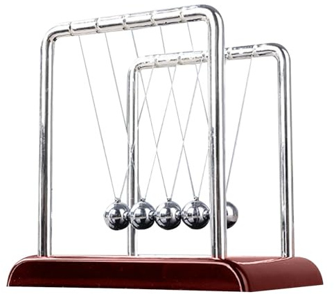 Large Beads Newtons Cradle Balance Balls – Classic Physics Gadget, Swing Device, Motion Toy | Desktop Office Science Decoration, Stress Relieves Balance Balls for Adults Kids Teachers