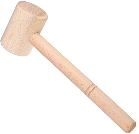 Angoily Natural Beech Wood Hammer Ergonomic Handle Wooden Mallet for DIY Leather Craft and Woodworking Beginners Crafting Tool