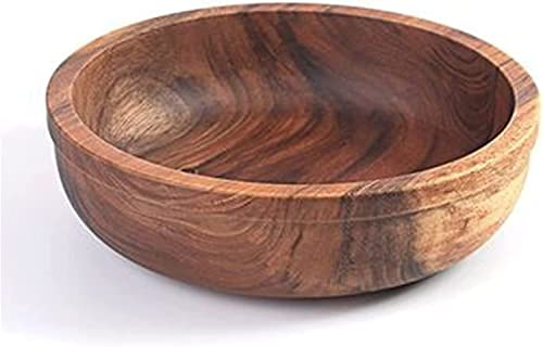 Träskål for frukt, salladsskål i trä, serveringstallrikar for och sallad, skål for hushållsartiklar, rund akacia, hotell(30x8cm)
