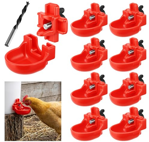 Lconvicely Automatische Hühnertränke, Hühnerwasserbecher mit Tropfbecher, Auslaufsicher & Schwerkraft Wasserfluss für Sauberes Wasser, Geflügeltränke für Hühner Enten, mit Bohrer
