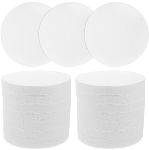 OSOLADY Set 16 in Schiuma Bianca Dischi Rotondi e Creare Esposizioni Dolci per Praticare Decorazioni per Decorazioni Torte Superficie Liscia