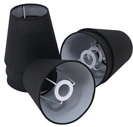Eastlion Lampenschirm 6er Pack 5.5/Ø14cm E14 E27 Lampenschirm for Flachs Kerze Kronleuchter Wandleuchte Pendelleuchte Tischlampe,Schwarz