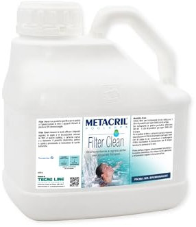 Metacril Filter Clean 3 Litri, Disincrostante e Sgrassante per Filtri di Piscina e Idromassaggio di Tutte Le Marche e Dimensioni