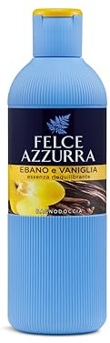 Felce Azzurra - Baño de espuma perfumado de vainilla y ébano, baño de limpieza hidratante suave para piel suave con notas frescas de bergamota, gel de ducha dermatológicamente probado, 650 ml