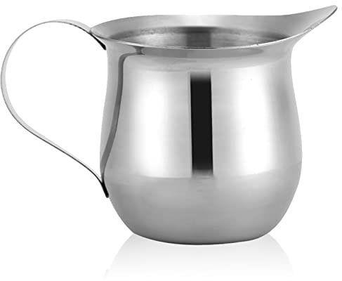 HERCHR Brocca da Portata per Latte, 240ml Bricco Latte Schiumatore, Bollilatte Bombato Con Manico In Acciaio Inossidabile, 8 once Barista Café Art Milk Pitcher per Caffè Espresso Latte Art