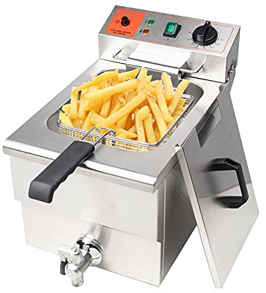 Valgus 1750W Stainless Steel Electric Deep Fryer 12L Large Capacity Countertop Kitchen Frying Machine with Basket & Lid, Drain System