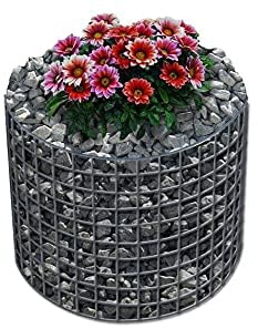 GABIONA - Plate-bande surélevée en gabion H x D : 50 x 62 cm - Abion rond en pierre comme panier à plantes pour le jardin - Mailles 5 x 10 cm