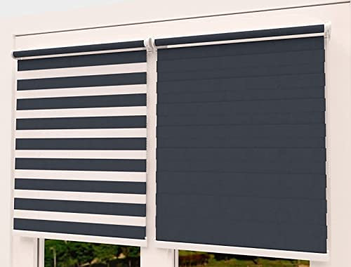 TROYAHOME® Doppelrollo Klemmfix Ohne Bohren Duo Rollo Fenster Rollo Easyfix (Anthrazit, 40 x 150 cm (Stoffbreite 37 cm)