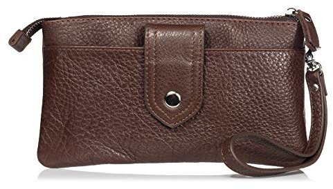 Leder Handgelenktasche Herren, Geldbörse Herren Leder Handgelenktasche Portemonnaie Männer Damen Leder Reißverschluss Wristlet Tasche Clutch Handytasche Brieftasche mit Trageschlaufe Kartenhalter