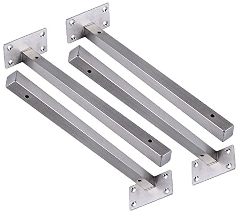 4 Stück Edelstahl Silber Regalhalterungen Industrielle Regalwinkel Schwerlast Regalträger Quadratische Rohre Wandkonsole, mit Schraube