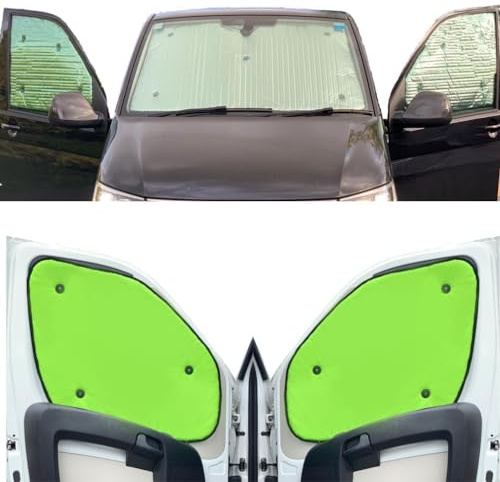 Tendine Parasole Auto Compatibile con Ford Grand Tourneo Connect (2013-2021)(Set Completo + Portellone Posteriore + Finestre Da Tetto) Dorso Giallo Fluorescente,Reversibile e Termico