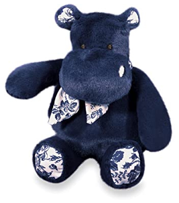 Histoire d'ours - Plüschtier Nilpferd – Nilpferd Bandana – Marineblau – 22 cm – Plüschtier weich und niedlich für Kallus – Geschenkidee zur Geburt und zum Geburtstag für Kinder – Hippo – HO3178
