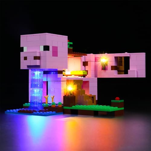 BrickBling Led Licht Set für Lego 21170 Minecraft Das Schweinehaus Bauset (Nur DIY-Beleuchtungsset, kein Lego, Dekorations Beleuchtungs Set für Minecraft Lego Kreatives Spielzeuglicht