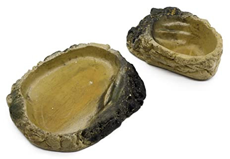 ZooPaul Terrarium Schalen 2er Set in beige Reptilien Trink Wasserschale Badeschale