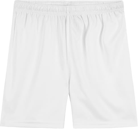 Short de Sport Enfant Short Sport Court à Cordon Gym Running Foot Rugby Basket Vêtement Mixte Sportswear Garçon Fille Taille Elastique 4-14 Ans (Blanc, 7-8 Ans)