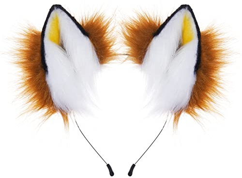 baotongle Handgemachte Wolf Fuchs Ohren katzenohren Halloween Cosplay Kostüm Zubehör Haarband (Brown)