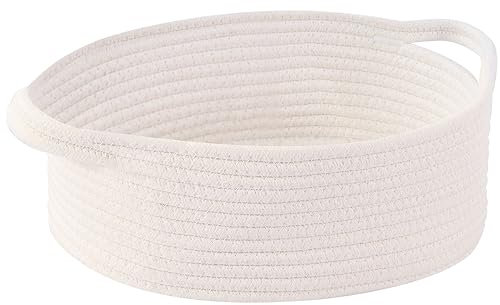 OUTBROS Aufbewahrungskorb, Korb Baumwollseil Gewebt, Flechtkorb, Dekorativer Aufbewahrungsbox, Geflochten, Stapelbare Mehrzweck-Organisations Behälter, Weiß