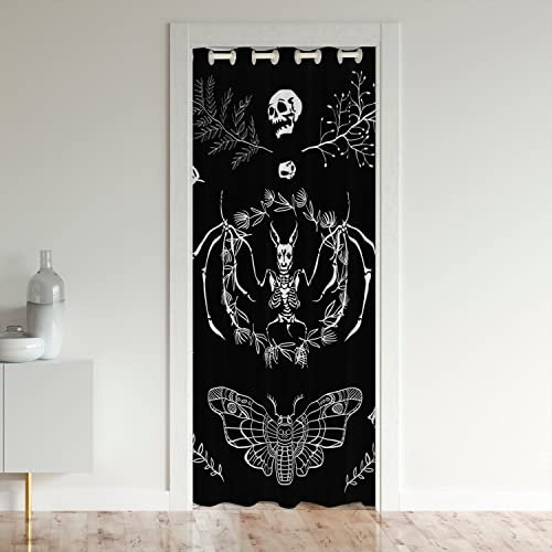 Castle Fairy Türvorhang mit Totenkopf-Motiv, Gothic-Tiermotiv, für Privatsphäre, Gothic-Skelett-Totenkopf, Türvorhang 106,7 cm B x 203,2 cm L, Boho-Stil, Tribal-Türvorhang für Schranktür, 1 Vorhang