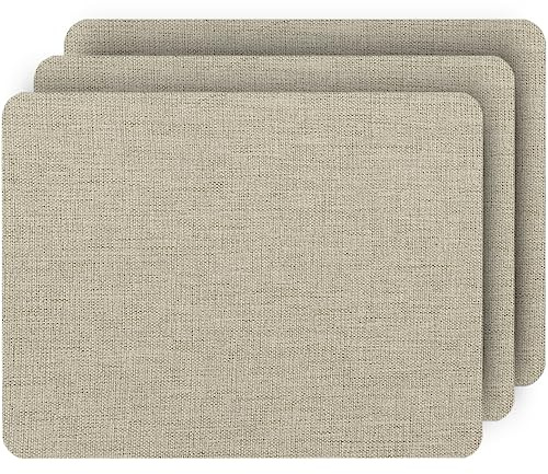 Leinenstoff Reparatur Patch 20x28cm(3er) - Stoff Flicken Selbstklebend Dunkelbeige, Selbstklebender Stoffe-Reparaturaufkleber, Selbstklebende Stoffe für Möbel, Leinen-Kissen, Autositze, Kopfteile