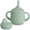 Moonkie Bicchiere Antigoccia Bambini 3-Step, Bicchiere con Cannuccia, con Manici, Silicone Bicchiere Neonato, Tazza per Bambini senza BPA, per Lavastoviglie, Borraccia Bambini 4 oz(Verde Grigio)