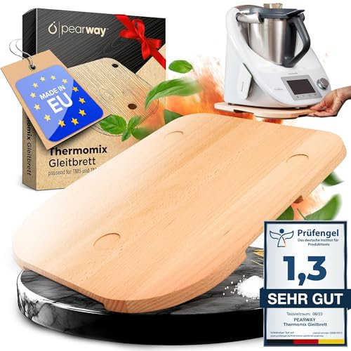 PEARWAY Gleitbrett Thermomix TM6/TM5 | MADE IN EU aus massivem Buchenholz | leichtes Verschieben | Thermomix Gleitbrett TM6 Rollbrett Slider - BUCHE