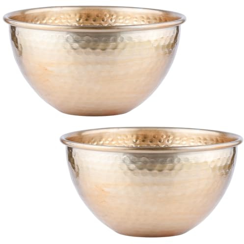 2er Set Vintage Servierschale Erla modern aus Aluminium in Gold 24 cm | modern, aus Aluminium, 24 cm