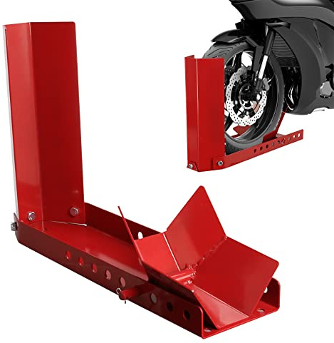 Vigevee Motorcykel monteringsställ, 1 st motorcykel gungbräda släpvagn laststöd justerbar motorcykelstativ framhjulsklämma för släpvagn framhjul transportstativ gungbräda
