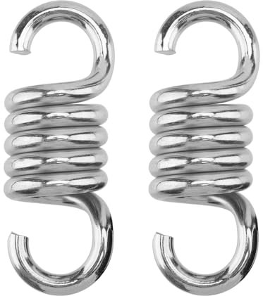 CHUEHKAK 2 Pezzi Amaca Spring, Temprato Acciaio Inossidabile Estensione Molla per Appendere Amache e Dondoli, Reggisacco per Addestramento, Portata 650 kg, Argento
