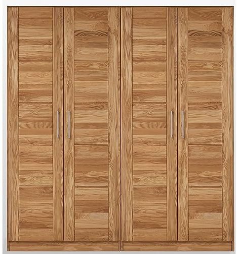 Lomadox 4-türiger Schlafzimmer Massivholz Kleiderschrank Drehtürenschrank Schlafzimmerschrank Schrank in Wildeiche massiv, B/H/T: ca. 191/207/60 cm
