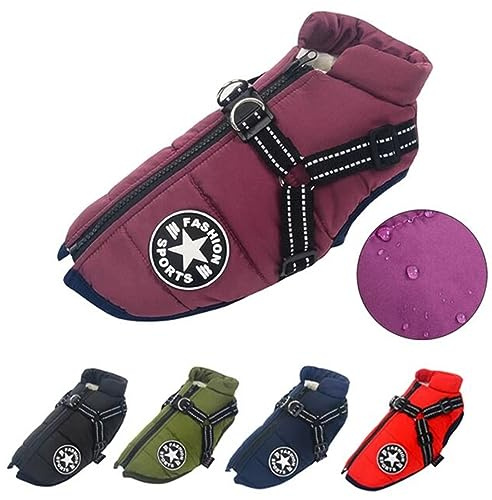 XTrador Hundejacke Mantel Winter, Warme Winterjacke für Kleine bis Mittelgroße Hunde, Reflektierend, Wasserabweisend Hundejacke Winter Hunde Kleidung flauschig gefüttert (S, Lila)