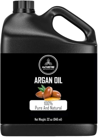 Naturevibe Botanicals Argan Oil 32 Fl oz – Cold Pressed, Unrefined, Pure Moroccan Argan Oil for Hair, Skin, Face & Massage – Natural Carrier Oil for DIY Beauty & Aromatherapy