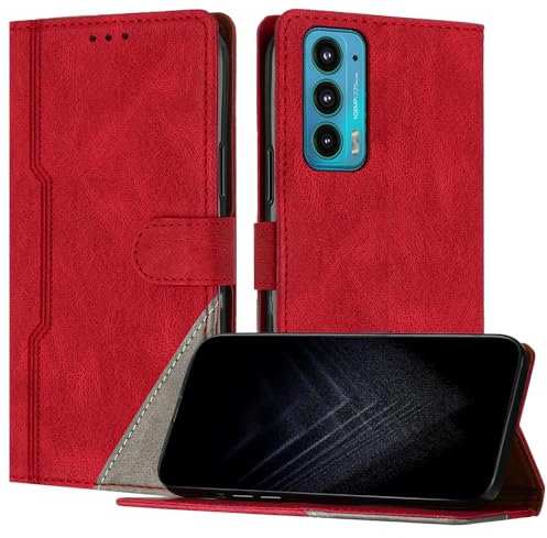 Netany Funda para Motorola Moto E20 / Moto E30 / E40, Funda Libro de Cuero con Ranura Cierre Magnético Soporte Plegable Carcasa Protectora (Rojo)
