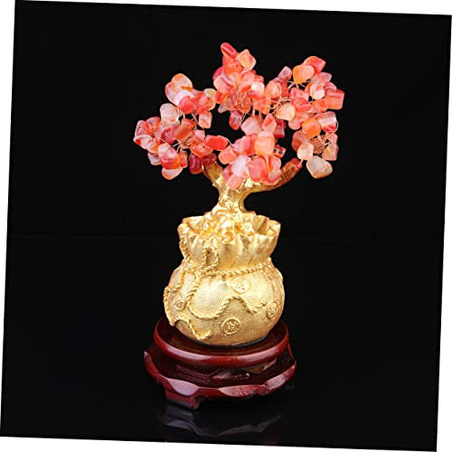LIFKOME Kristall-geldbaum Bonsai-Stil Tischdeko Heimdekoration Mit Sockel Geldbaum-Dekoration Naturstein Reichtum Glück