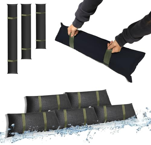 Estresen 4 Stück Wasserabsorbierende Sandsäcke Hochwasserschutz bei Türen mit Griffen Sandsäcke Hochwasser Schlauch Hochwassersperre für Garagentor Keller Fenster gegen Regen Wasserleck 180×20cm