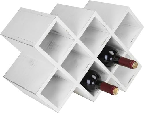 WeinregalWeinregal aus Holz für den Schreibtisch, einfaches Rautengitter, Weinregal, Aufbewahrungsregal, Kleiner Weinschrank für den Haushalt, Weinregal aus Massivholz, Weiß